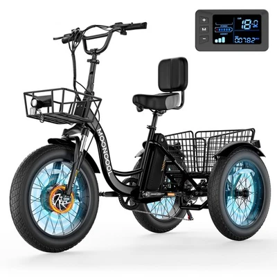 MOONCOOL Electric Tricycle for Adults, 20" x 4" Fat Tire Electric Trike 48V 500W
