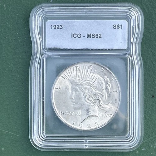 1923 Peace Silver Dollar $1 ICG MS62 – Uncirculated Classic U.S. Silver Coin
