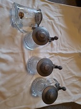 1 Bierkrug Glas Mundgeblasen Handgeschliffen 0,25 Liter Kristallglas Zinn Deckel