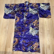 Kimono Robe Japanese Dragon Tiger Design Silk Blend Chunxiameng One Size NEW