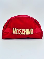 MOSCHINO Red Nylon Logo Pouch Clutch Bag Ladies 29cm Vintage