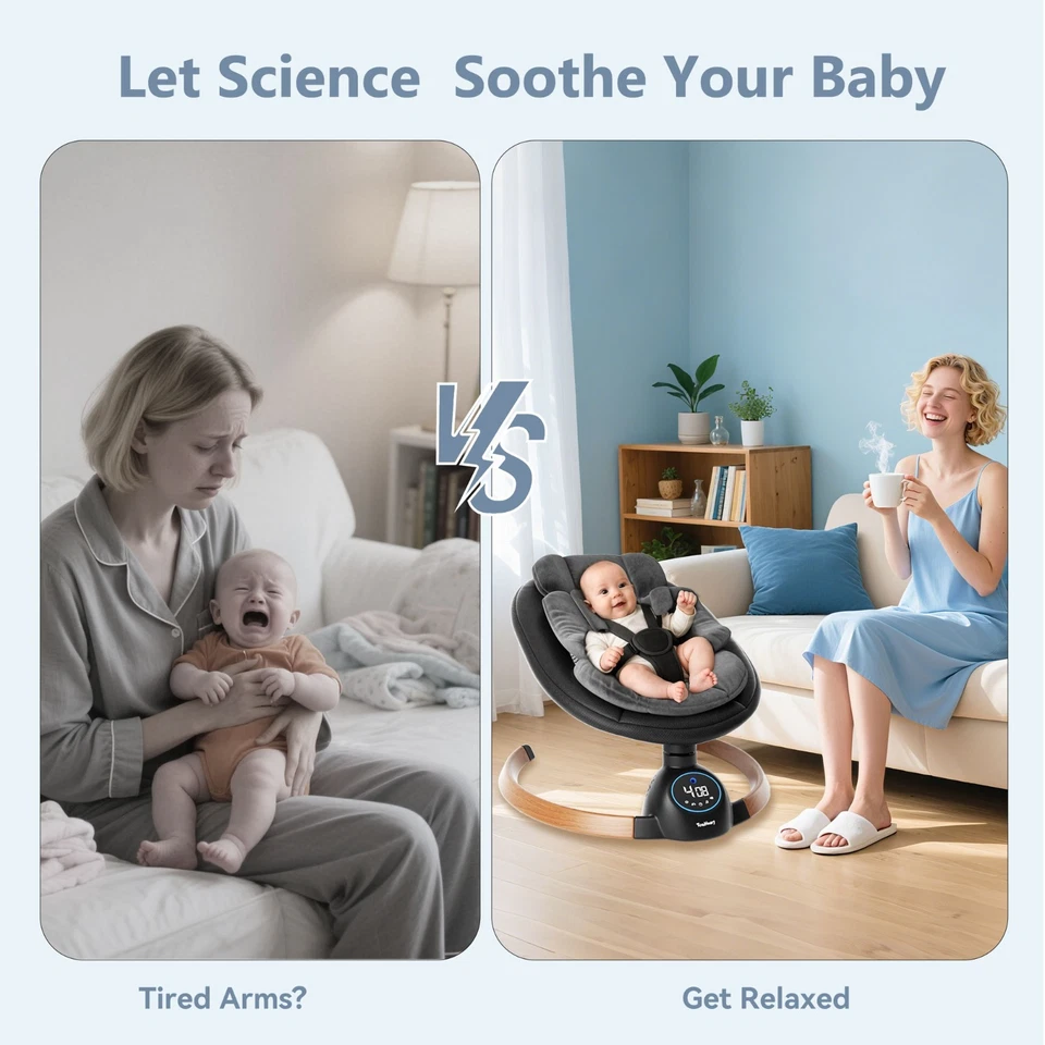 Baby Swing Electric Infant Rocker with Bluetooth & Remote 5 Speeds 10 Lullabies - Image 4 of 4