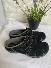Relativity Black Suede Comfort Sandals with Adjustable Strap Size 8.5
