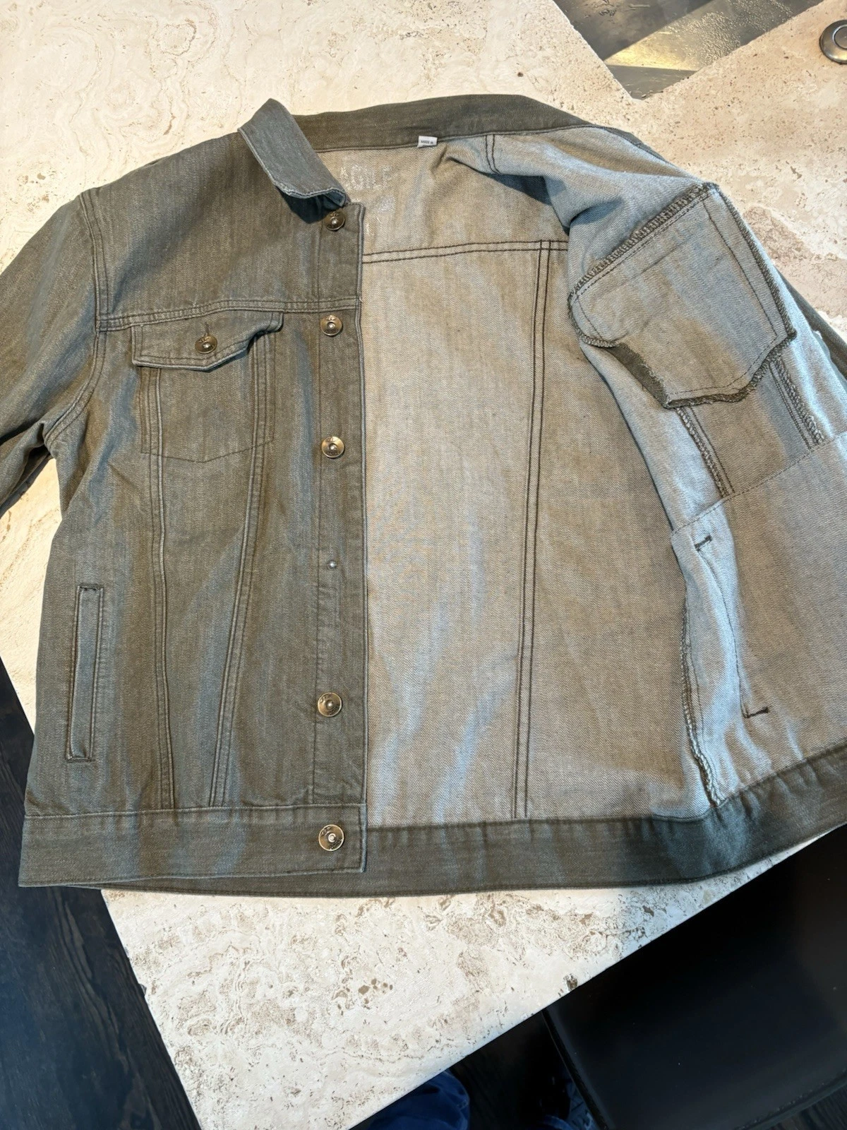 Agile Men's XL Maroon Denim Jacket Casual Button-Up Green image 8
