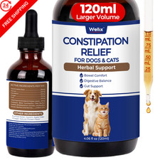 Wellix 4oz Liquid Cat & Dog Constipation Relief for Gas and Tummy Brown