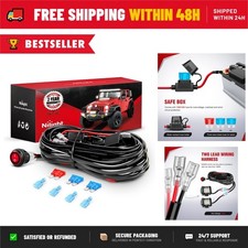 Nilight 12V LED Light Bar Wiring Harness Kit 2 Leads Relay Fuse Switch