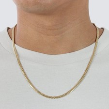 4MM Miami Cuban Link Chain   14K Gold Over 925