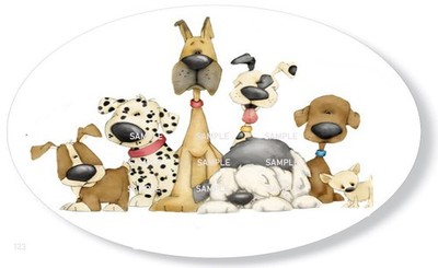 CUTE DOGS PUPPIES PET FAVORS OVAL STICKERS ENVELOPE SEALS SCRAPBOOK STICKERS