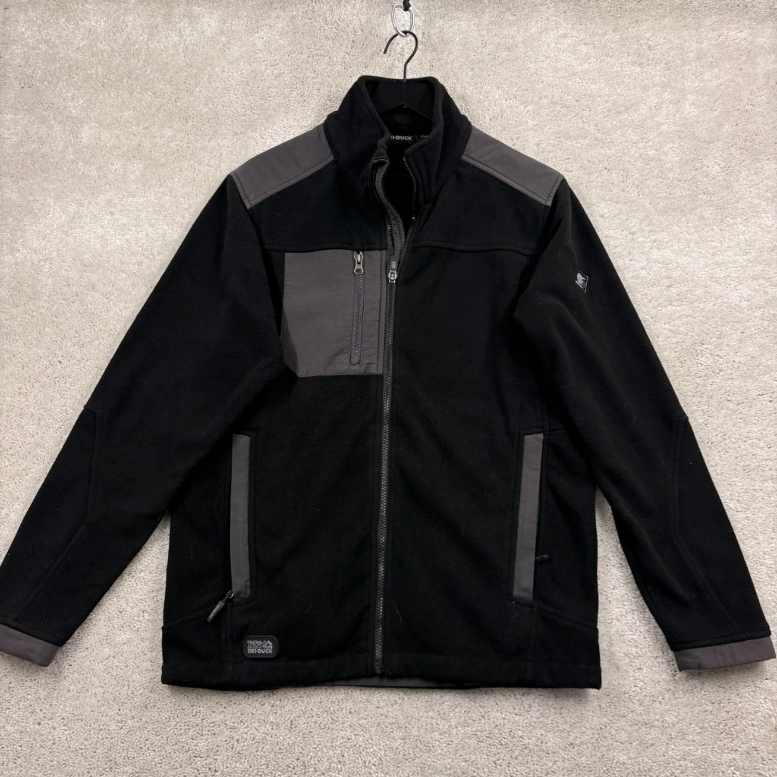 DRI DUCK Fleece Jacket Mens Size Small Black Long Sleeve Full Zip Pockets