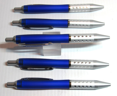 5 TERZETTI DAZZLE BLUE CLICK TOP PLASTIC  BALLPOINT PEN-CLOSEOUT