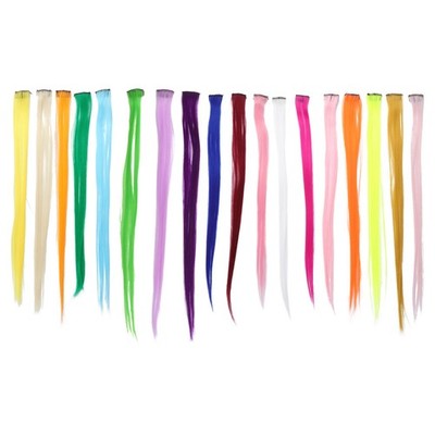 18 Pcs Colorful Hair Pieces One Piece Seamless Hair Clip Long Hair Extensions