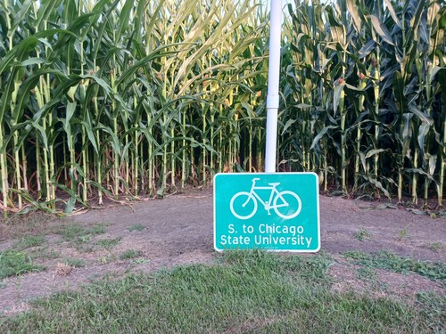 Vintage City of Chicago S. to Chicago State University Bike Path Trail Sign