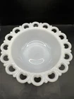 Anchor Hocking Bowl Old Colony Lace Edge White Milk Glass Vintage 9.5 Inch