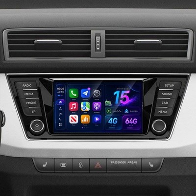 4G+64GB CarPlay Android 15 Navi GPS Autoradio Für Skoda Fabia 3 III NJ 2014-2021