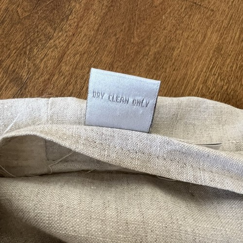 VTG Womens 100% Linen A-Line Midi Skirt Sz 4 Tan Button Front Waist Tie Pleats - Picture 10 of 12