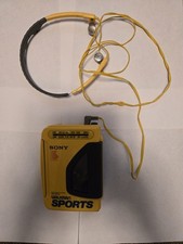 SONY Walkman Sports Audio Cassette AM/FM Radio WM-AF54 Yellow Fully - Vintage