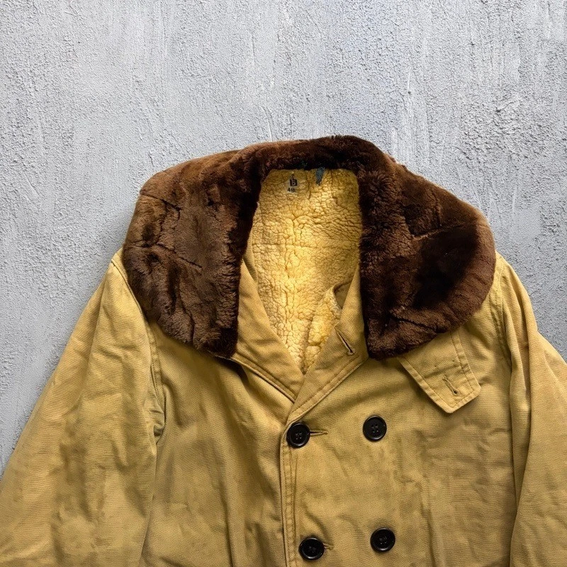 Vintage Mackinaw Jacket Large Tan 1940s Cotton Barnstormer Military image 2