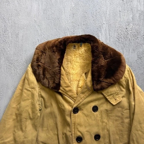 Vintage Mackinaw Jacket Large Tan 1940s Cotton Barnstormer Military image 2