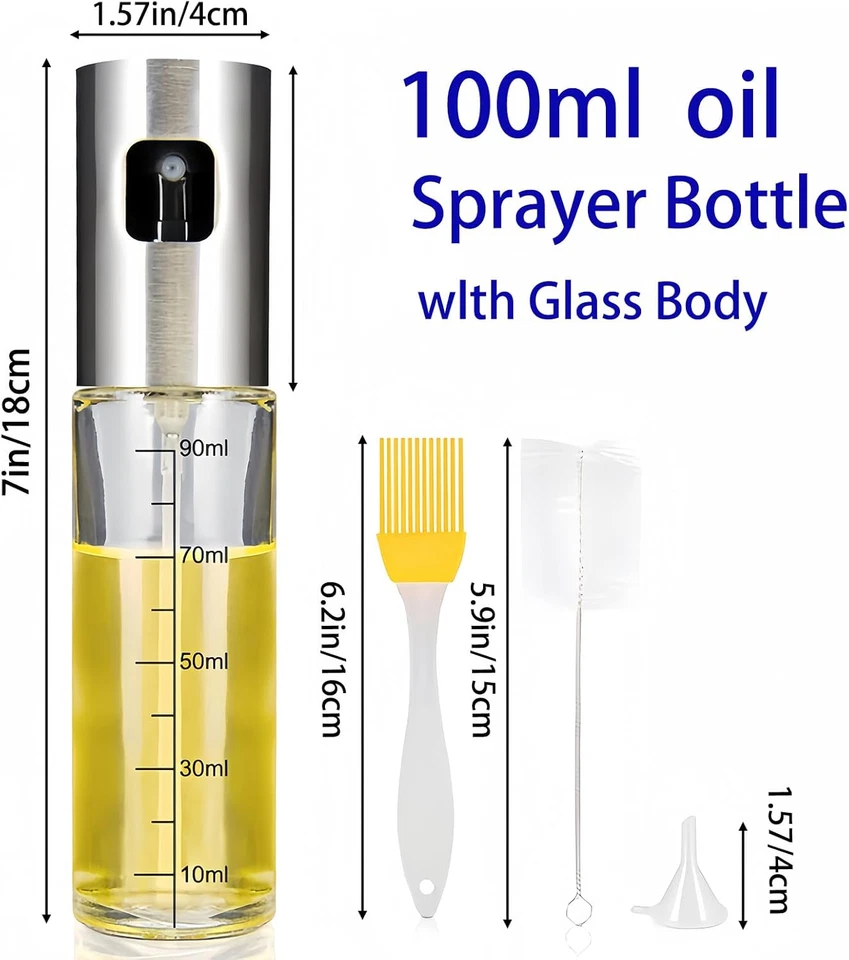 Spruzzino Olio per Friggitrice Ad Aria 2 Pezzi, Oliera Spray per Cucina, Nebuliz - Immagine 2 di 4
