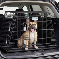 Portable Dog Crate for Car Travel, Metal Travel Pet Crate with Tray, Tapered Ken