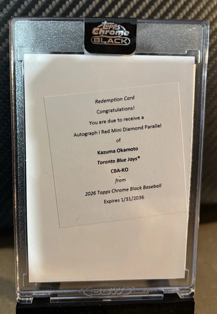 2026 Topps Chrome Black Kazuma Okamoto Red Mini Diamond /5 RC Auto Redemption