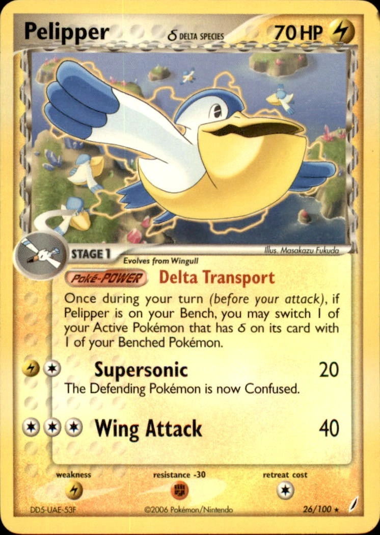 Pelipper 26/100 Crystal Guardians Rare LP Pokemon TCG