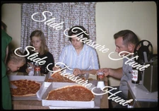 Pizza Party Movie Projector Woman Girl 35mm Slide 1960s Kodachrome Americana