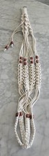 Macrame Plant Hanger Retro Boho Style Wood Floral Beads 36 Inch New 2 Available