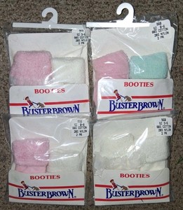 Vintage Buster Brown Baby Bootie’s Socks Lot of 4 Packs of 2 New Old Stock NOS
