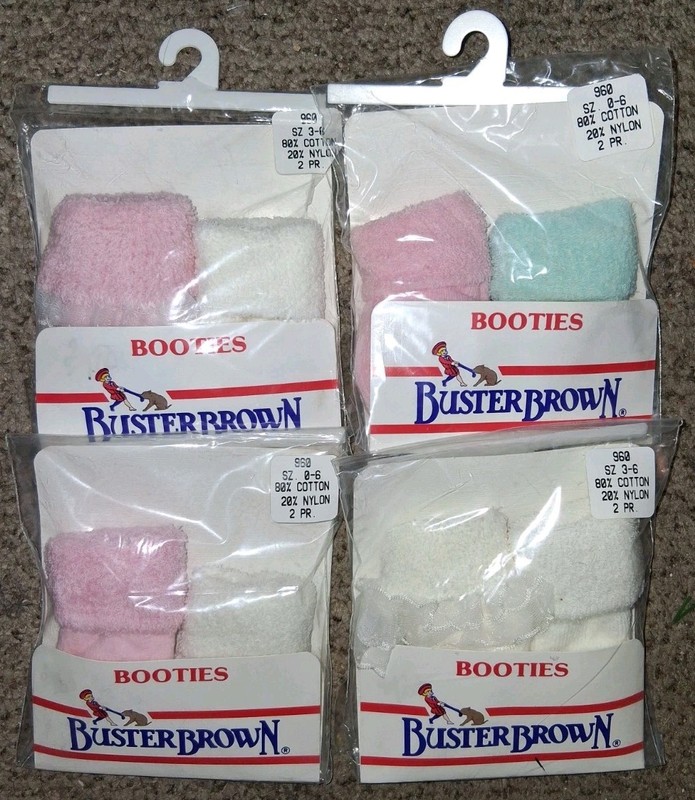 Vintage Buster Brown Baby Bootie’s Socks Lot of 4 Packs of 2 New Old Stock NOS