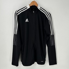 Adidas Jacket Mens Medium Black Tiro 21 Track 3 Stripe Warm Up Full Zip