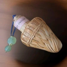 Vtg Old English Lavender Perfume Sachet Bamboo Basket Bottle/Cone 1940s-1950s