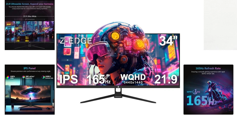 Ultrawide Gaming Monitor 34'' 165Hz IPS FreeSync Rooted in Power & Speed - Image 2 of 4