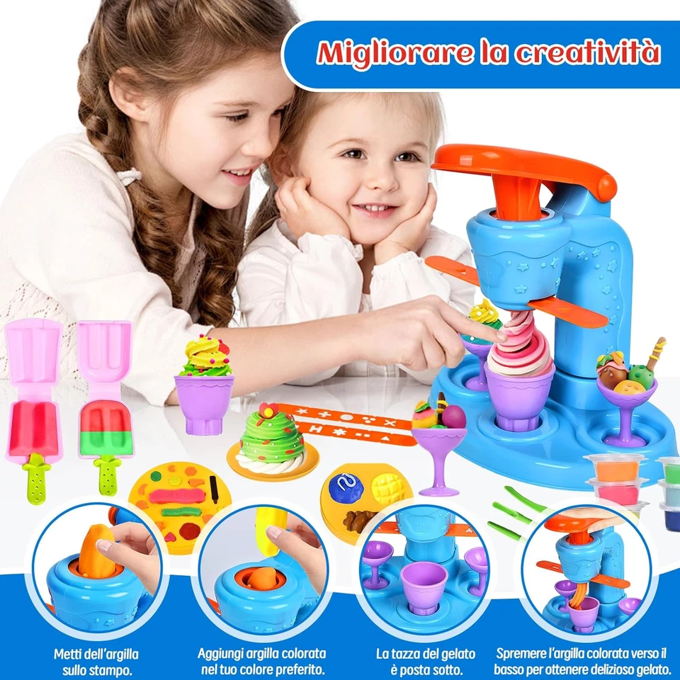 Formine per Plastilina, 46 Pasta Modellabile Con Macchina, 12 Vasetti, Giochi pe - Immagine 3 di 4