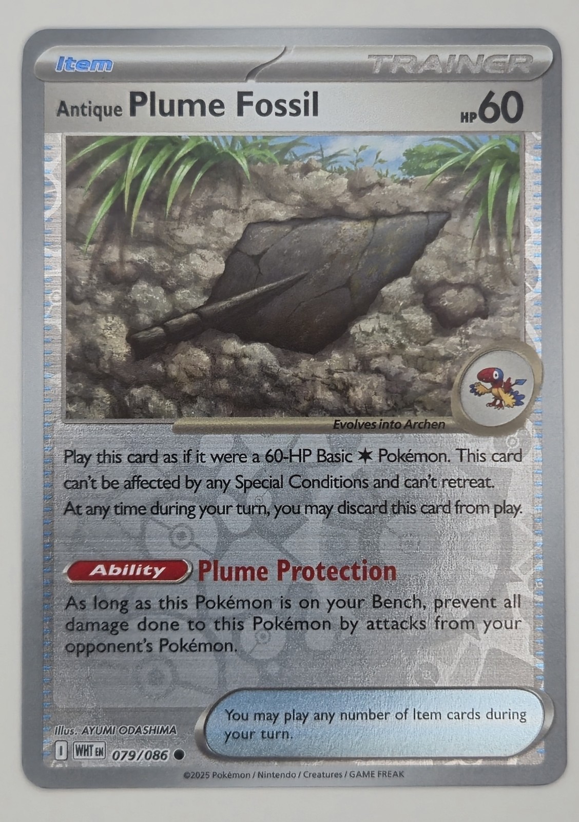 Antique Plume Fossil 079/086 Reverse Holo Common White Flare Pokemon TCG NM