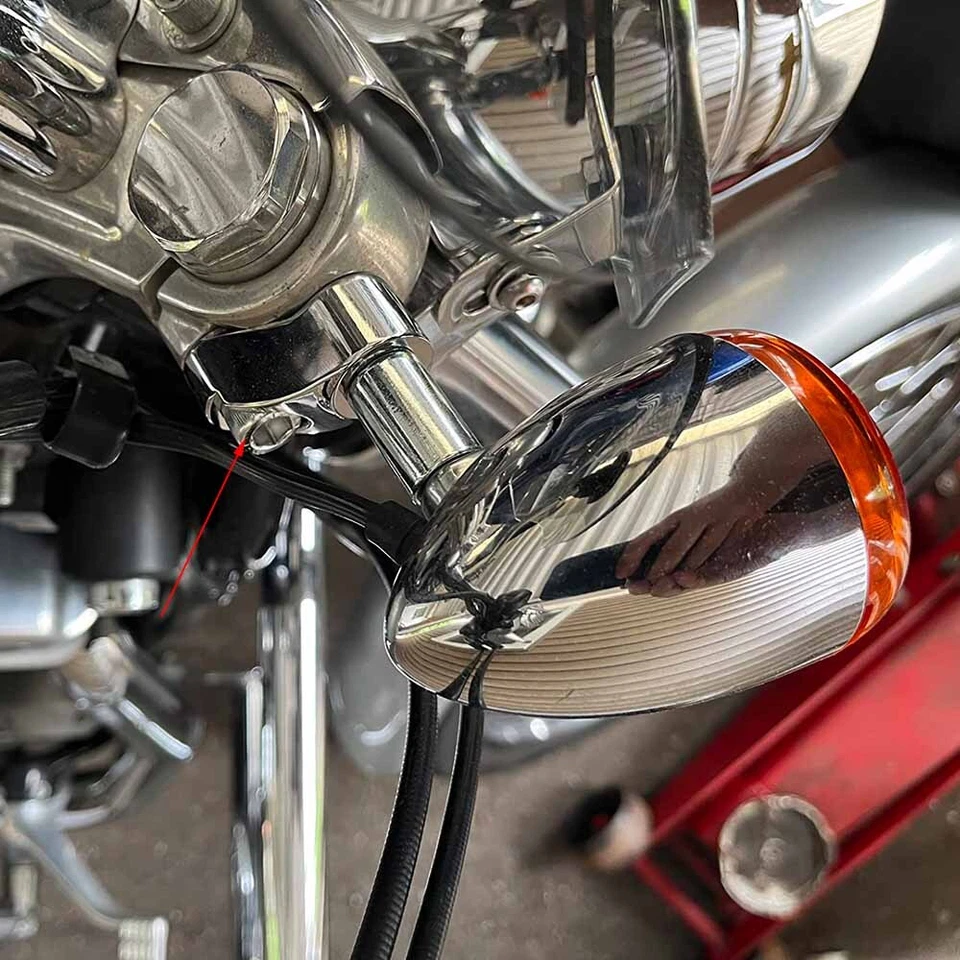 Chrome Front Fork Turn Signal Relocation Mount Fits For Harley 39mm 49mm Tubes - Image 3 of 4