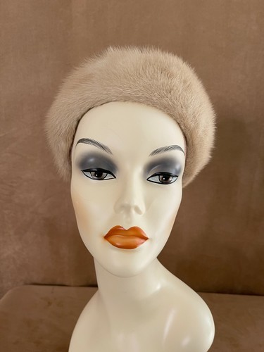 Vintage Forecast Kaufmann’s Mink Fur Hat cloche winter off white w box womens - Picture 5 of 7