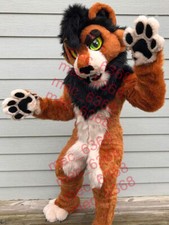 Fursuit Mid Long Fur One Husky Dog Mascot Costume Walking Halloween Suit