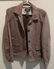 Vintage 90s Ralph Lauren Polo Wool Blend Tweed Jacket Blazer Medium Brown Casual