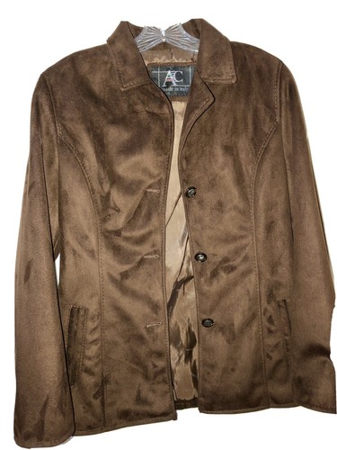 AC SUEDE BROWN LEATHER JACKET COAT L 