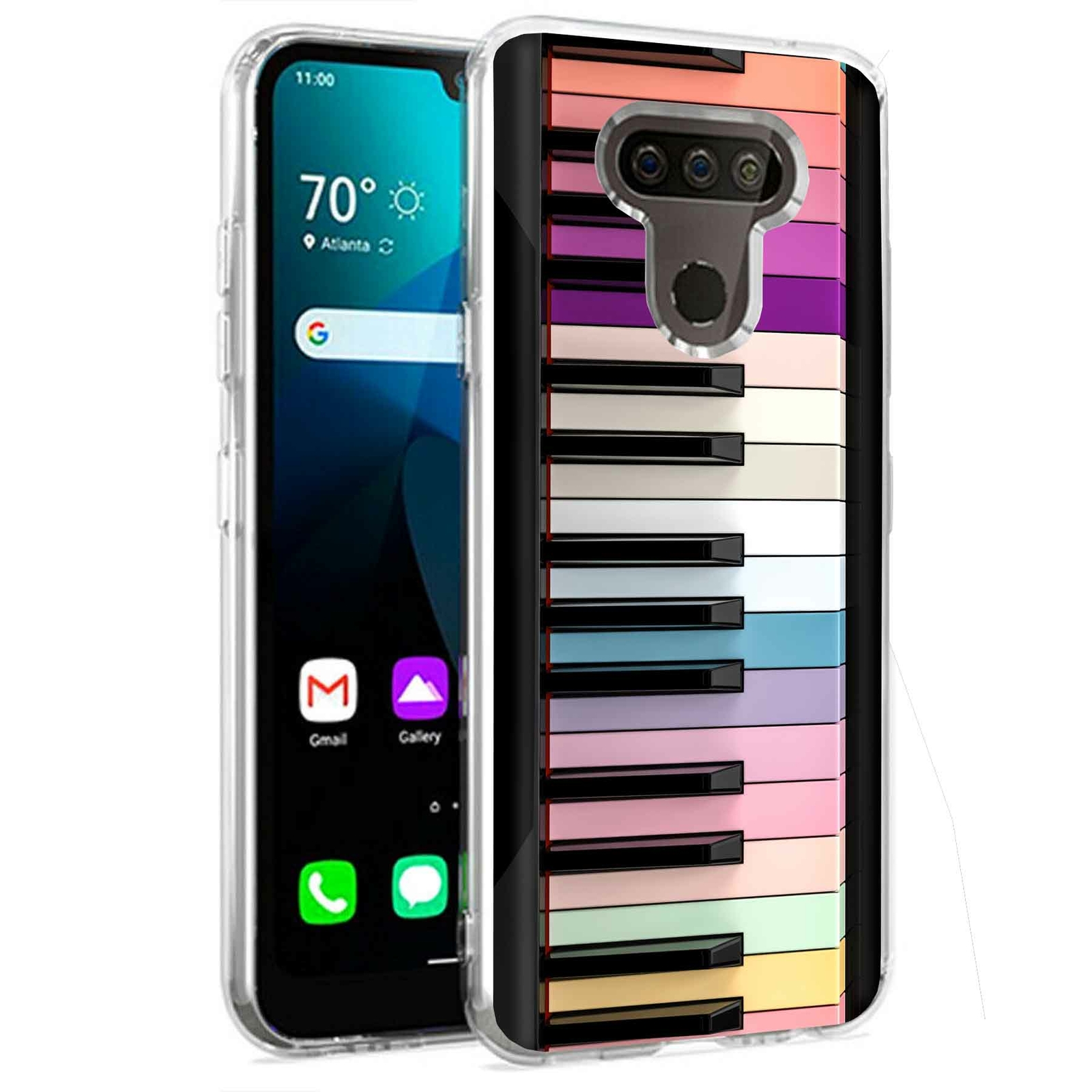 Phone Case for LG Harmony 4,Premier Pro Plus,K41, Rainbow Paino Keys Print