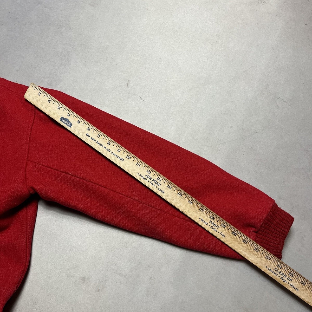 Vintage Eddie Bauer Red Wool Coat Bomber Duffle Jacket Elbow Patch 