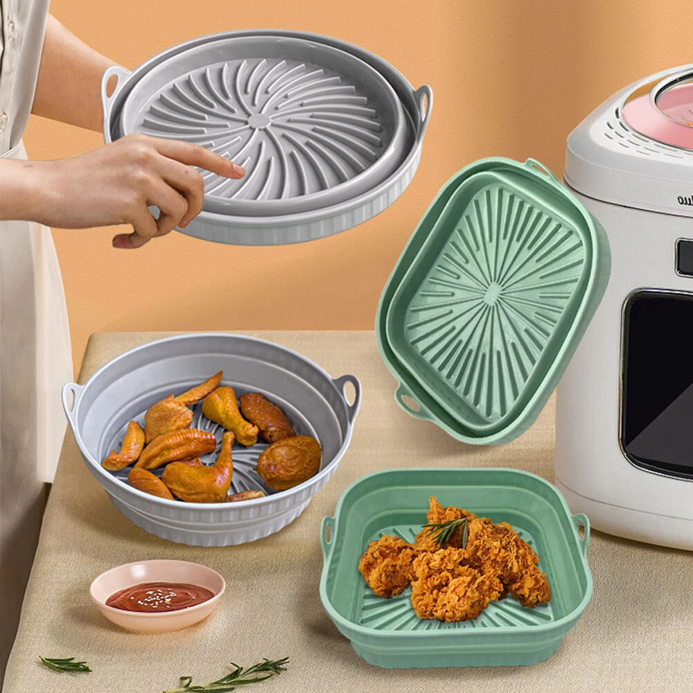Air Fryer Silicone Pot Basket Liner Pot Non-Stick Safe Oven Baking Tray Foldable Air Fryer Silicone Pot Basket Liner Pot Non-Stick Safe Oven Baking Tray Foldable