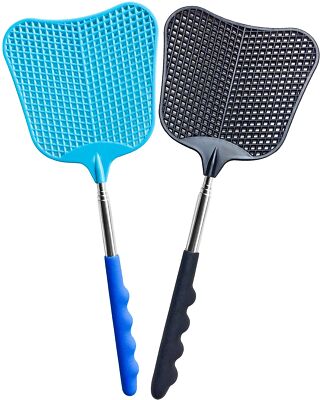 Fly Swatter Heavy Duty Set with Durable Telescopic Stainless Steel Extendable...