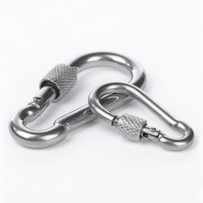 Steel Carabiner 304 Stainless Locking Nut Clip Snap Hook Spring Loaded Karabiner