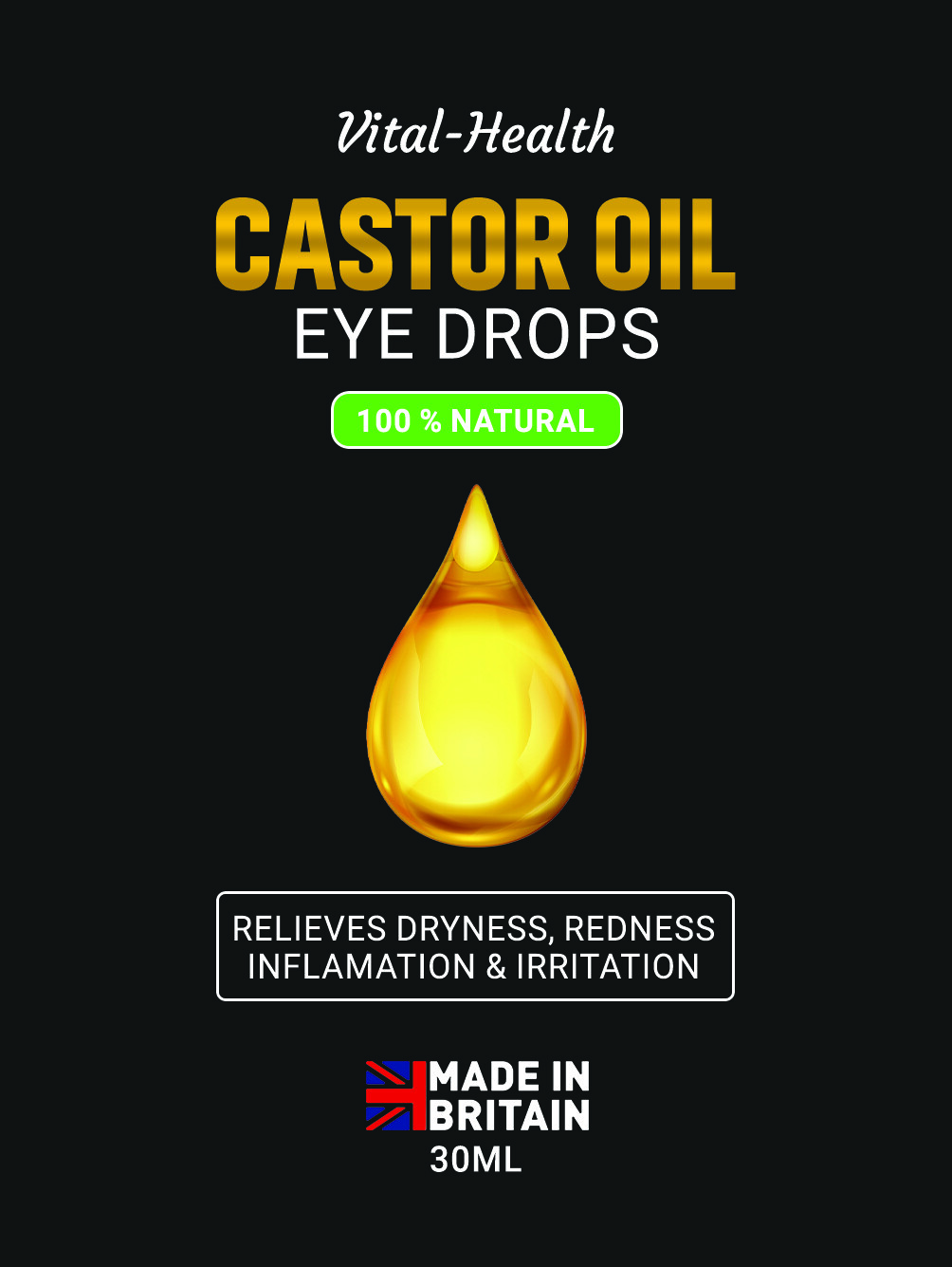 Castor Oil Eye Drops Organic 💗 LARGE 30ML💗Pharmaceutical Grade NOT
