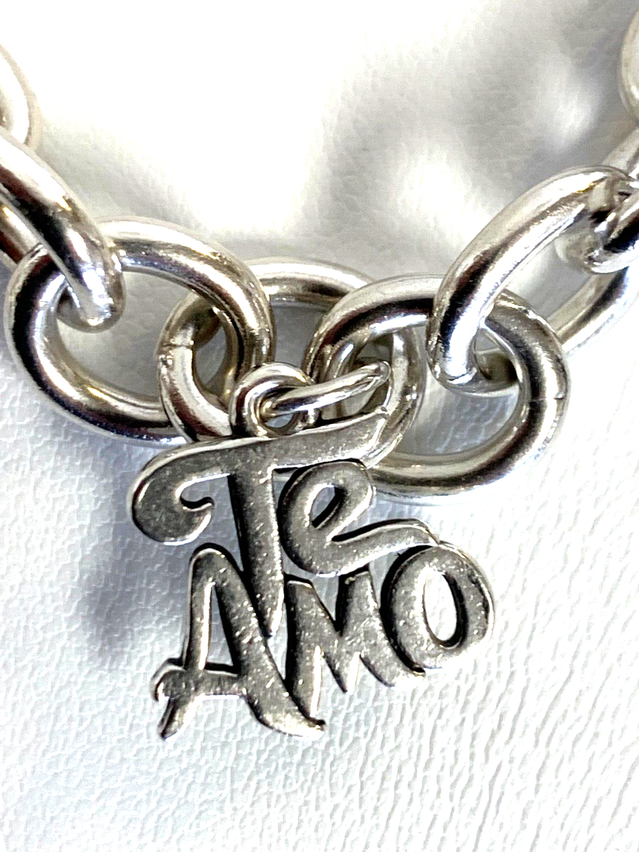 James Avery Heavy Oval Link Charm Bracelet w/ TeAmo Charm 7