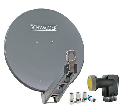Schwaiger SAT Anlage Aluminium 75cm Set Quad LNB ASTRA HD tauglich anthrazit