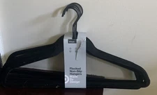 Made By Design lot of 10 Flocked Non-Slip Hangers Space Saver black