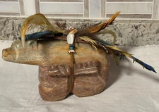 Vintage Andy Abeita Isleta Pueblo Carved Stone Bear Fetish Figure